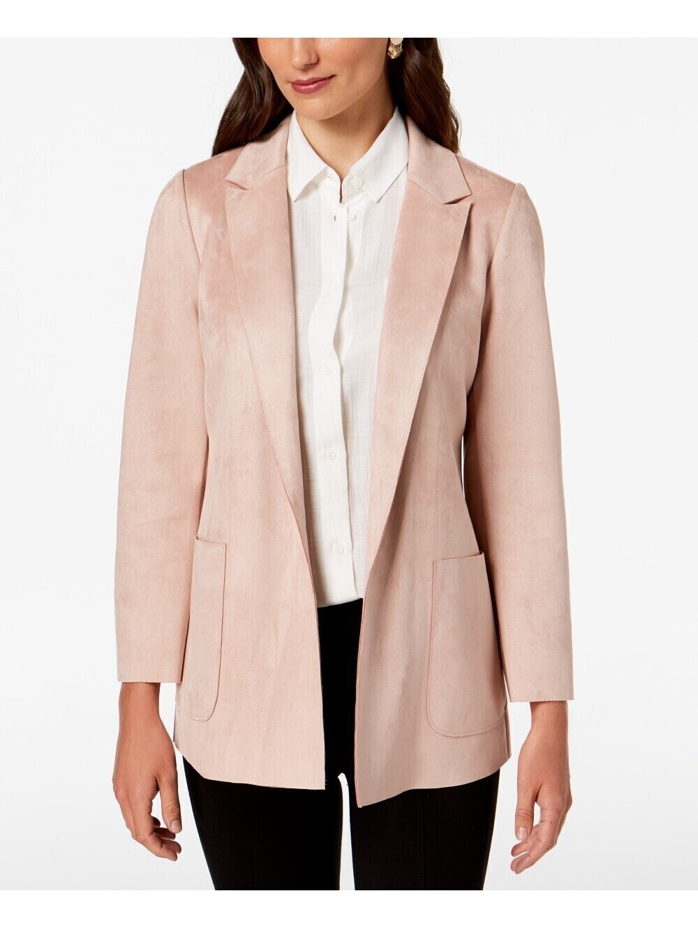 Charter Club Womens Woven Faux Suede Blazer Size XL